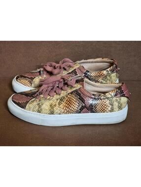 Women's J. Slides Lacee Pink Multicolor Snakeskin Print Sneakers Size 7.5